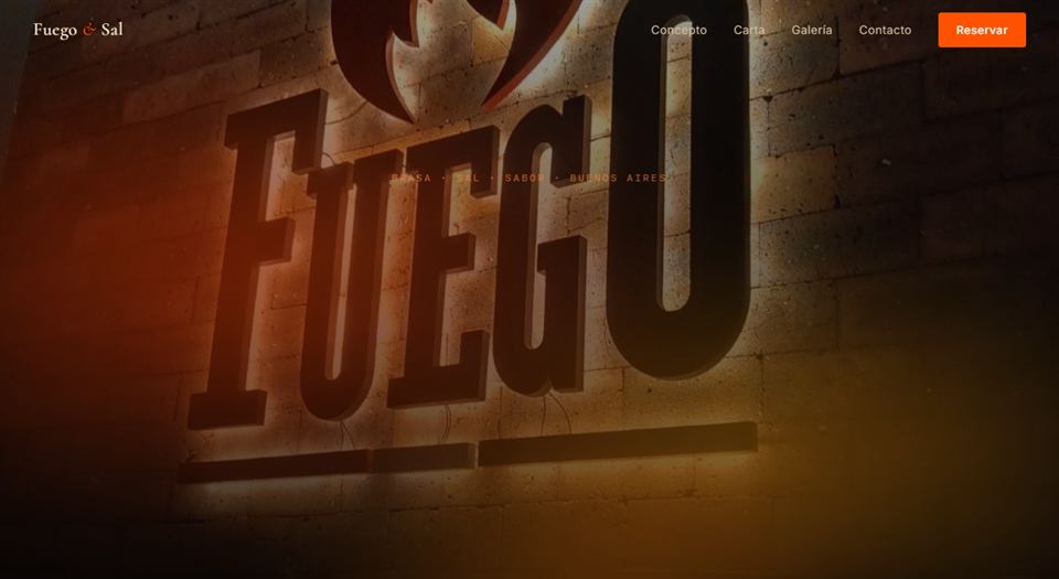 Fuego & Sal — Web de restaurante con carta y reservas.